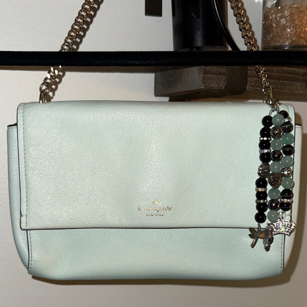 Kate Spade Light Green Shoulder Bag with Gold Chain